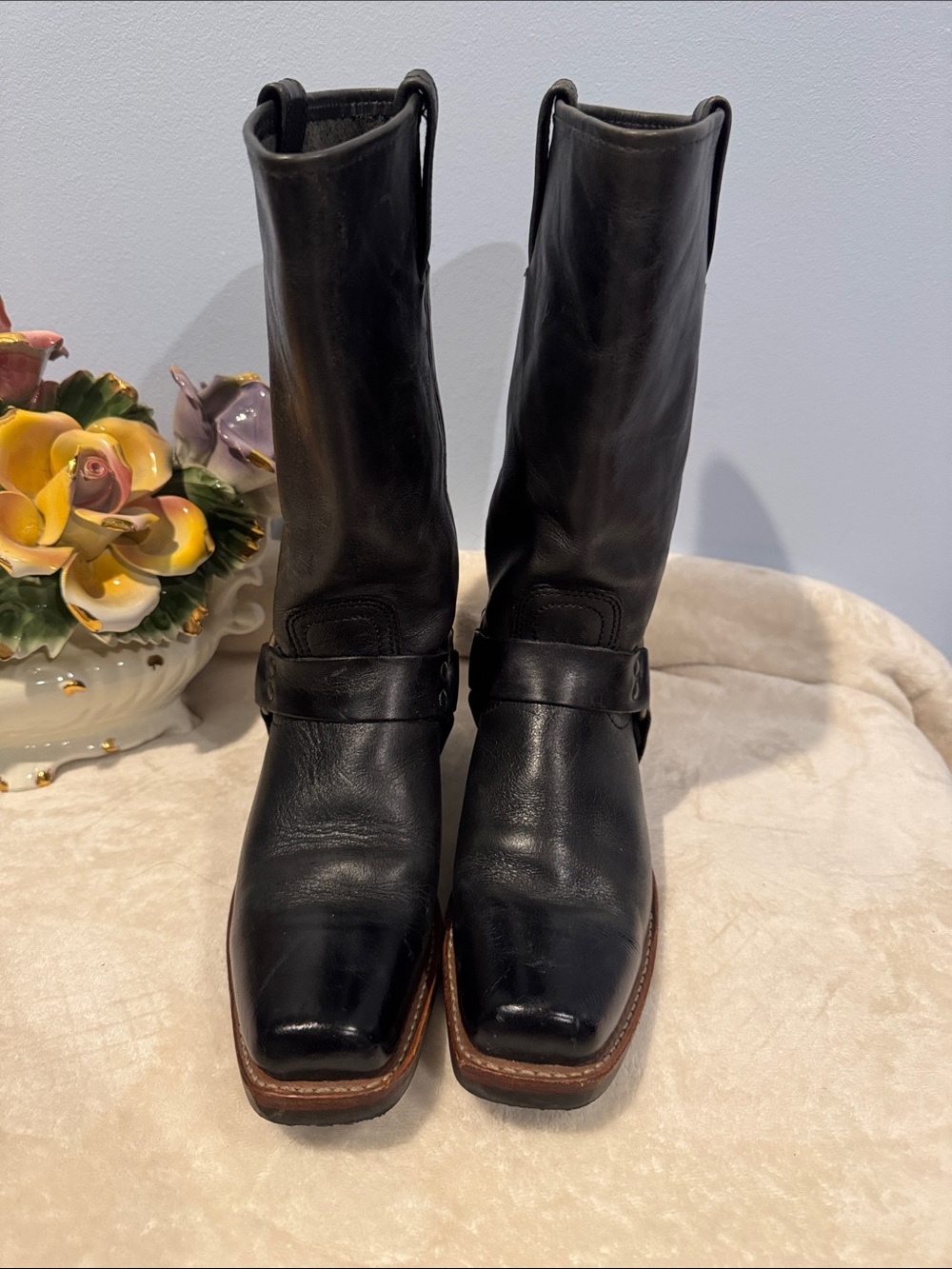 FRYE Black Leather Harness 12R Boots Women’s 8 M Made in USA - Picture 2 of 11